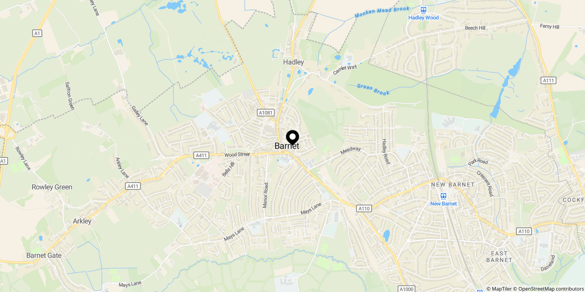Approximate location of Novia House, High Barnet