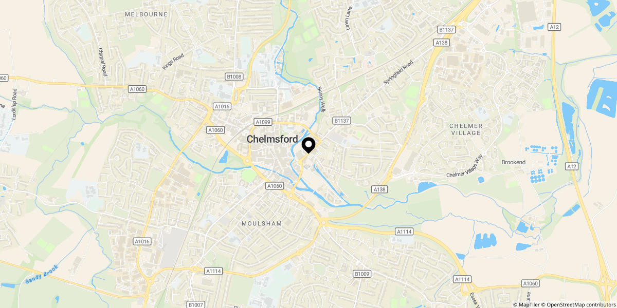 Approximate location of Navigation Yard, Chelmsford