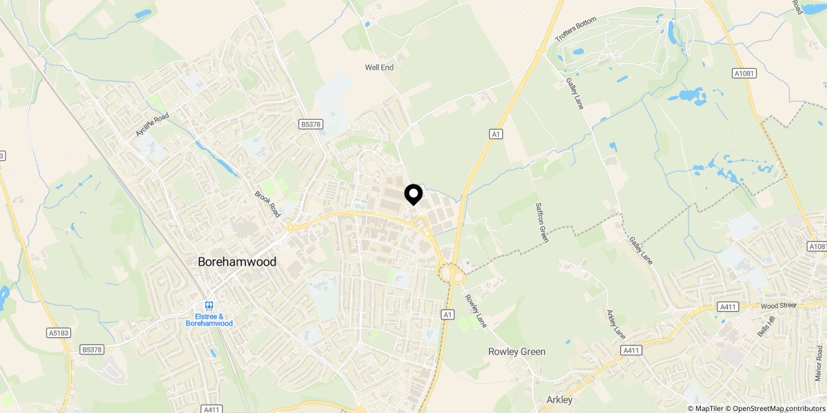 Approximate location of Elstree Way, Borehamwood, WD6 1SD